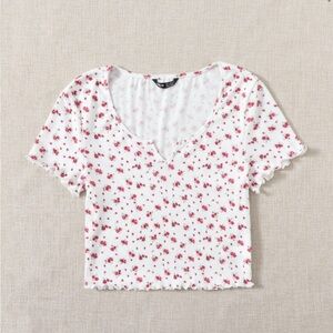Floral White and Pink Women's Top